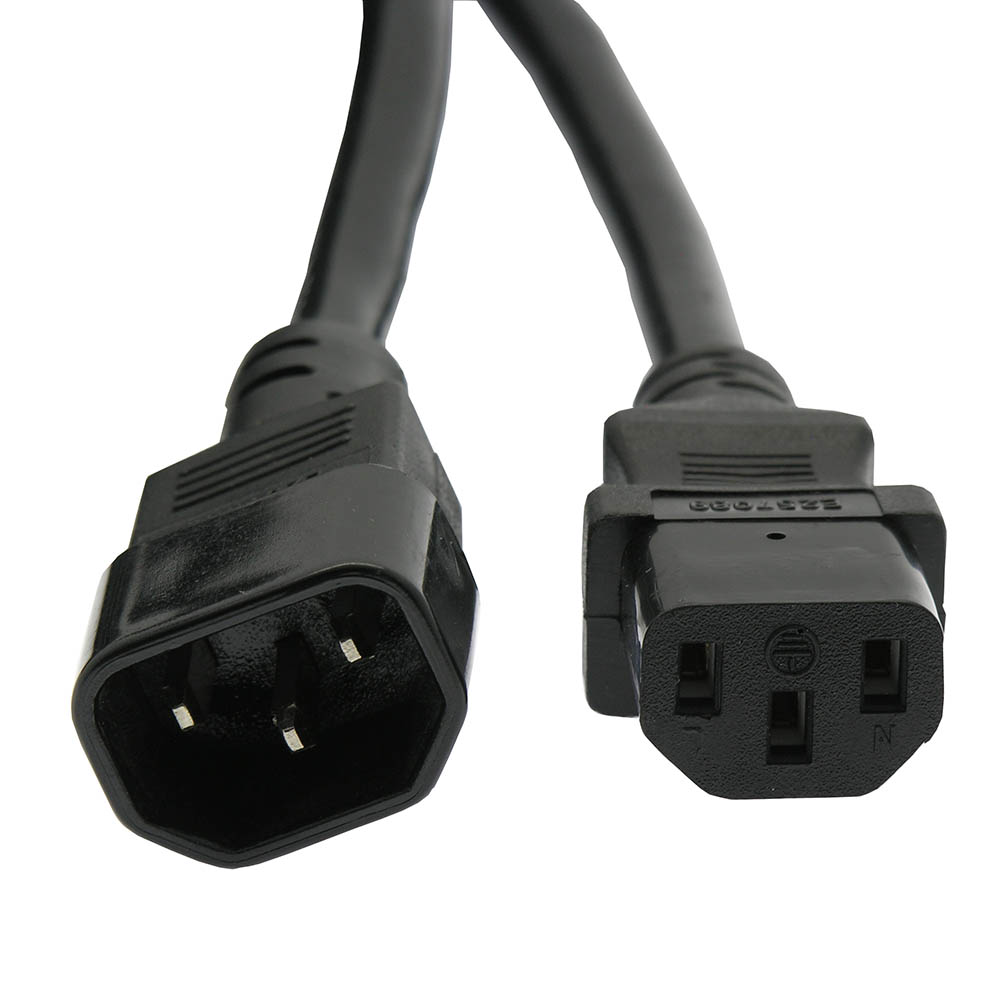 10Ft Power Extension Cord C13 to C14 Black /SJT  14/3